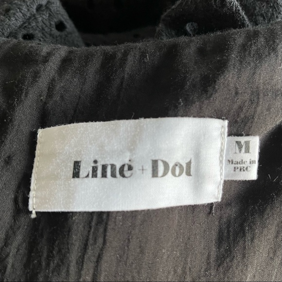 •Line & Dot• Black Eyelet A-Line Dress with Flutter Sleeves - Size Medium - Picture 2 of 9